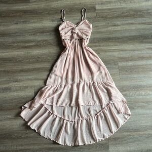 Saints + Secrets Pink Metallic High Low Dress